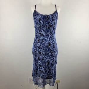 Vintage Y2K Eye Candy Paisley Floral Mesh Ruched Lace Trim Babydoll Dress